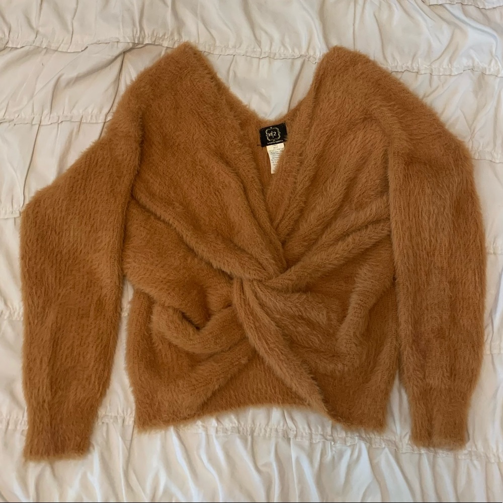 Fuzzy Twist Front Sweater